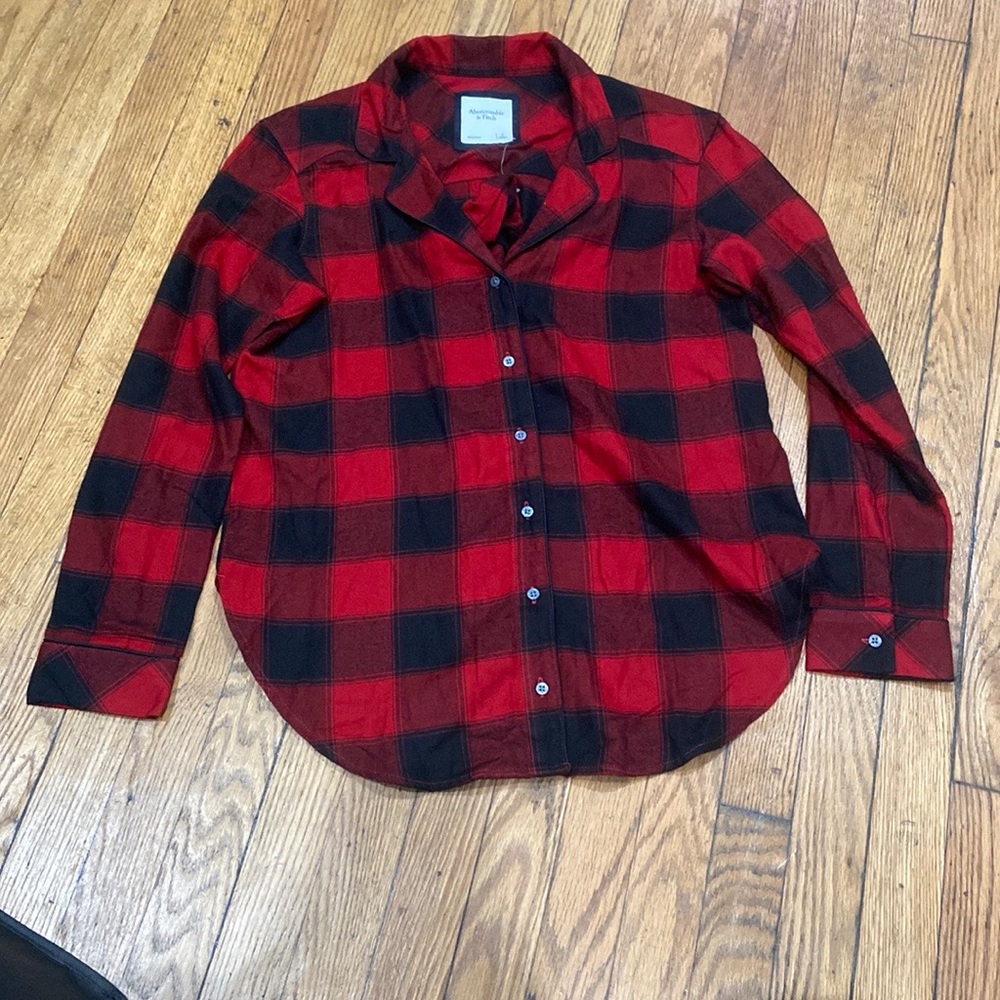 Abercrombie & Fitch plaid pajama top nwt sz S includes matching scruchie